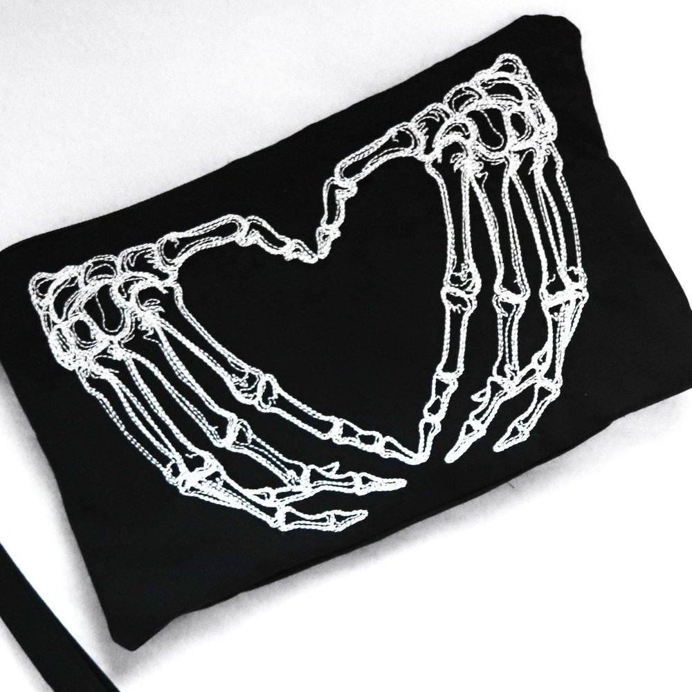 Skeleton Heart Hands Wristlet Purse